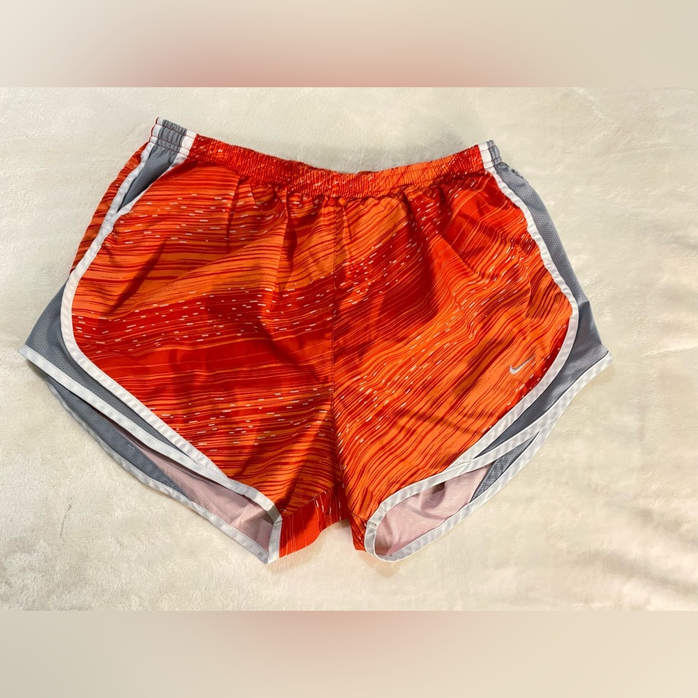 Womens Nike Dri-FIT Running Shorts Small Orange Gray Lined Athletic Gym,Colorway